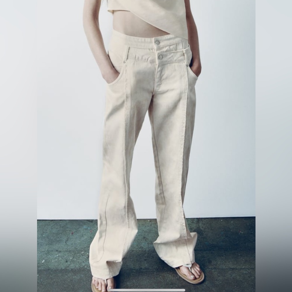Zara high rise double waist slim jeans